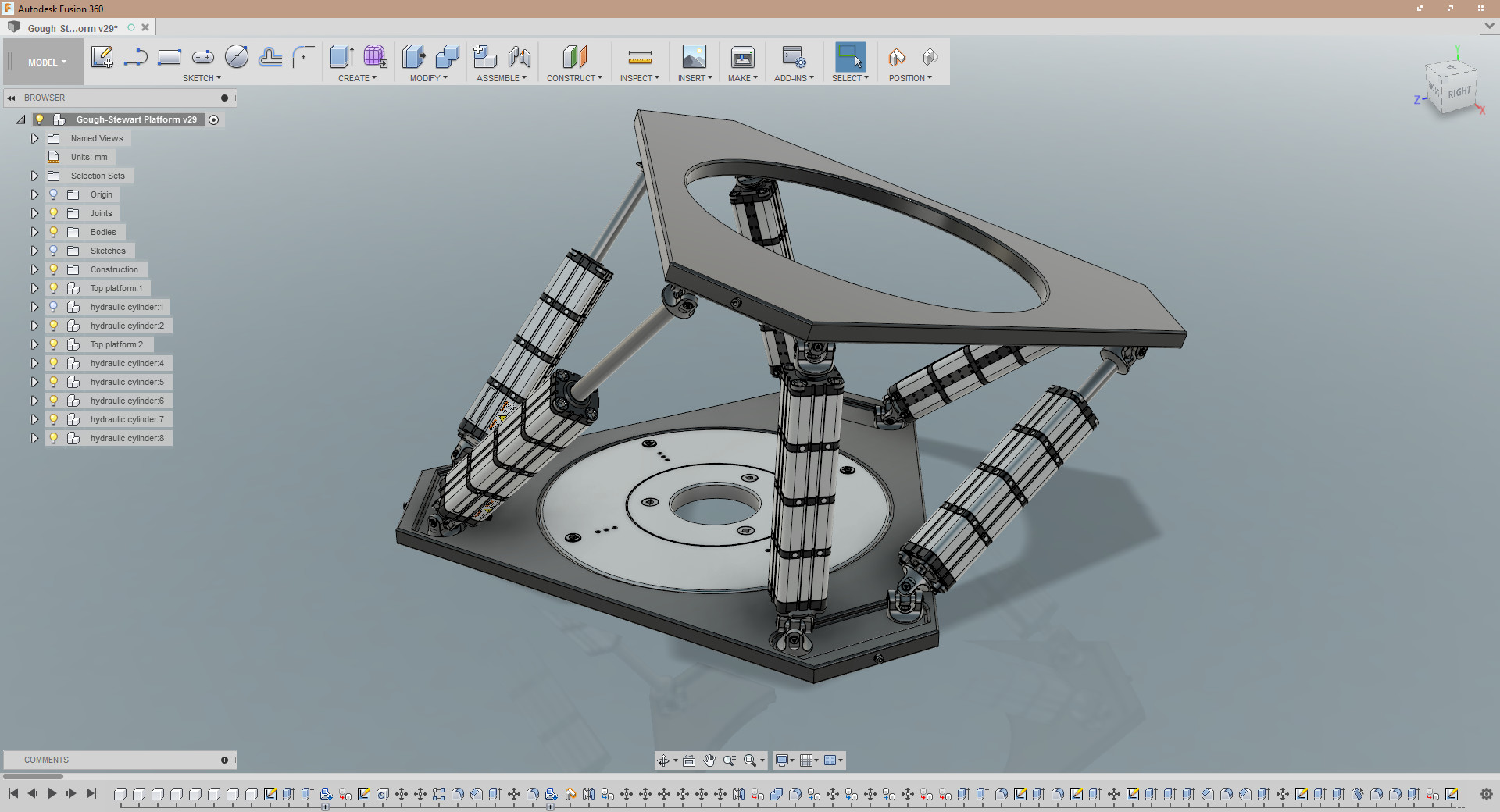 Modeling and Evaluating of the Stewart Platform